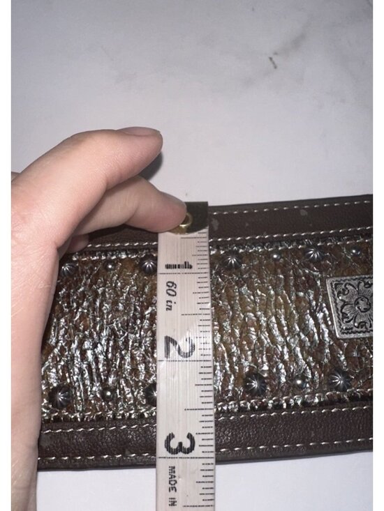 Roper Womens Wide Tapered Belt Sz M Brown Leather Crackle Studded Western USA main image 7